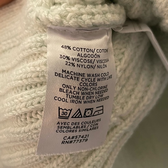 Ann Taylor Knit Sweater Pale Mint with side button detail Large - Picture 8 of 11